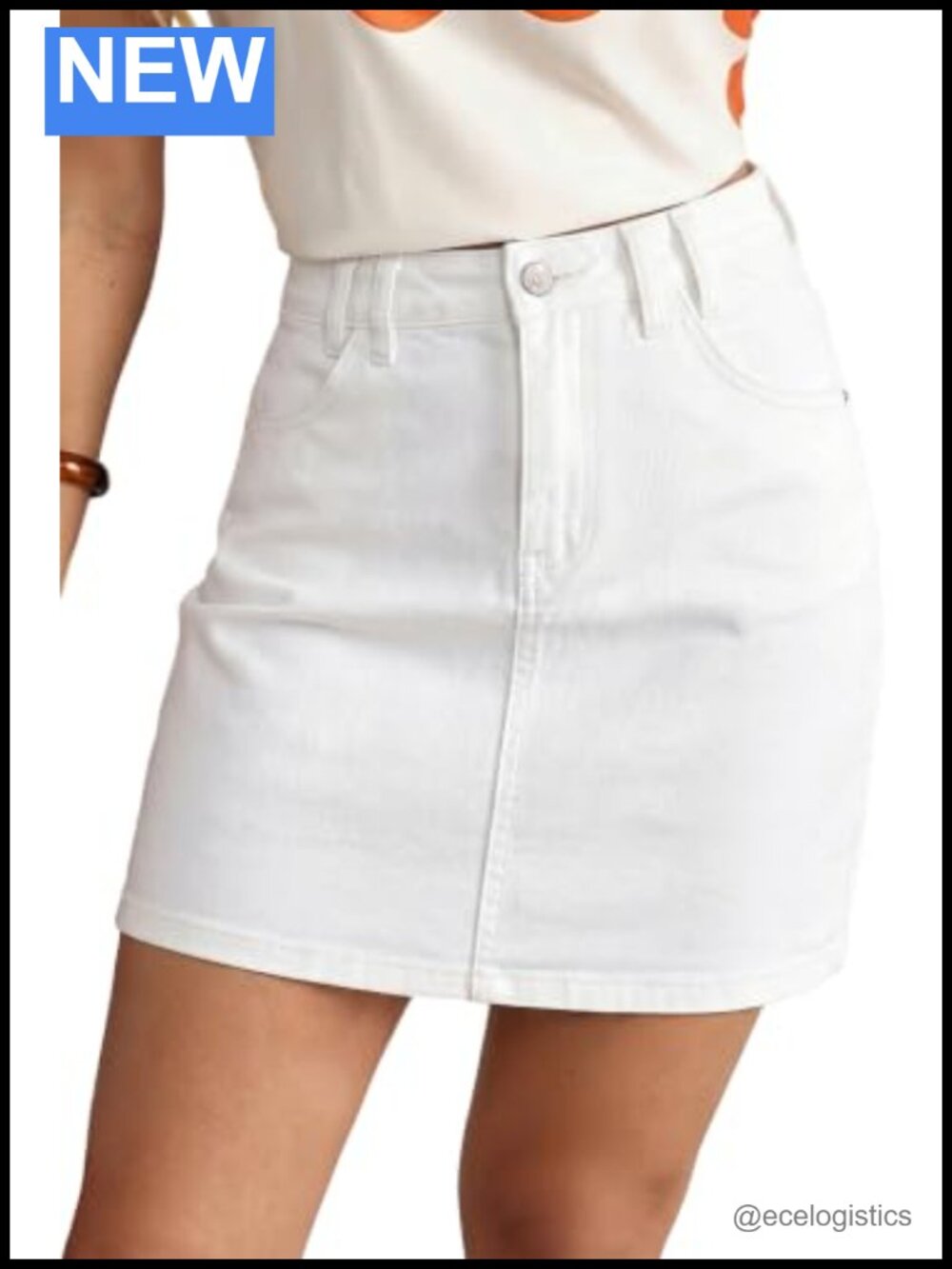 High Waist A-Line Denim Mini Skirt Summer Cotton Blend with Pockets
